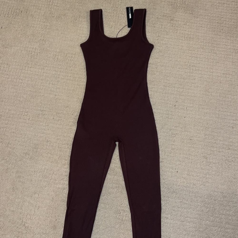 Chocolate brown snatched jumpsuit - Picture 2 of 5